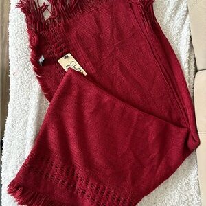 Chico's Burgundy Fringed Women's Wrap